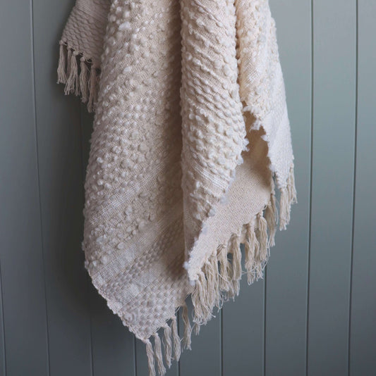 Off White Textured Throw