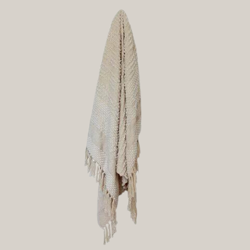 Off White Textured Throw